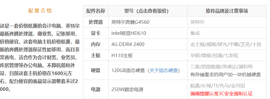 电脑配置 电脑配置