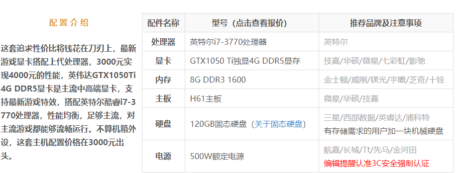 电脑配置 电脑配置