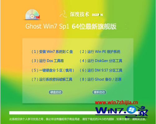 深度技术win7 64位最新旗舰版安装界面